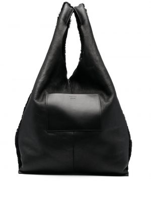 Кожени шопинг чанта Jil Sander черно