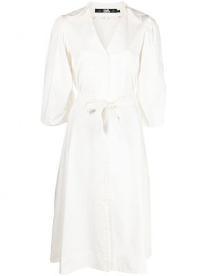 Srajčna obleka z v-izrezom Karl Lagerfeld bela