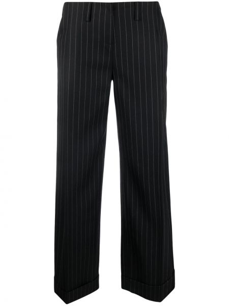 Luźne spodnie wełniane z paskiem Christian Dior - сzarny