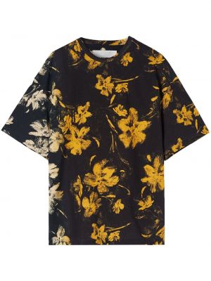 Koszulka bawełniana w kwiatki z nadrukiem Jil Sander
