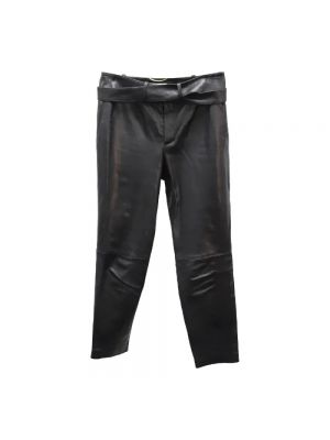 Spodnie skórzane Saint Laurent Vintage czarne