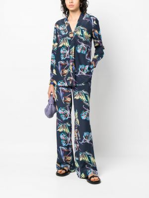 Pantalon droit à imprimé Dvf Diane Von Furstenberg bleu