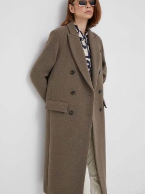 Бежевое шерстяное пальто Sisley