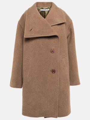 Vlnený krátký kabát Acne Studios hnedá