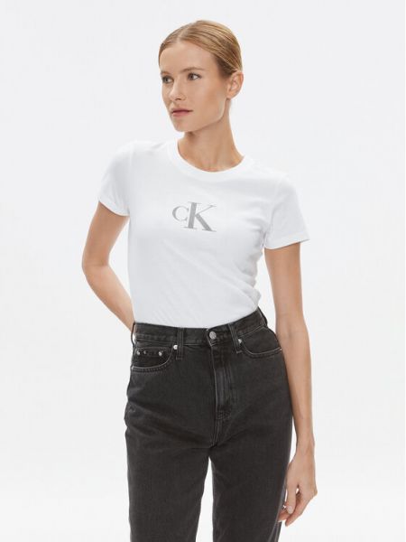 Топ slim Calvin Klein Jeans бяло