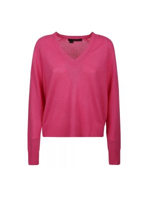 Sweter z dekoltem w serek 360cashmere różowy