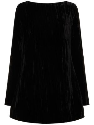 Žametna mini obleka iz rebrastega žameta iz viskoze Loulou Studio črna