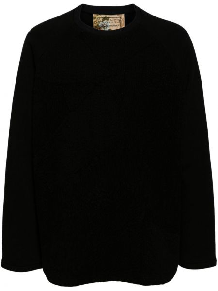 Kokvilnas džemperis ar apaļu kakla izgriezumu By Walid melns