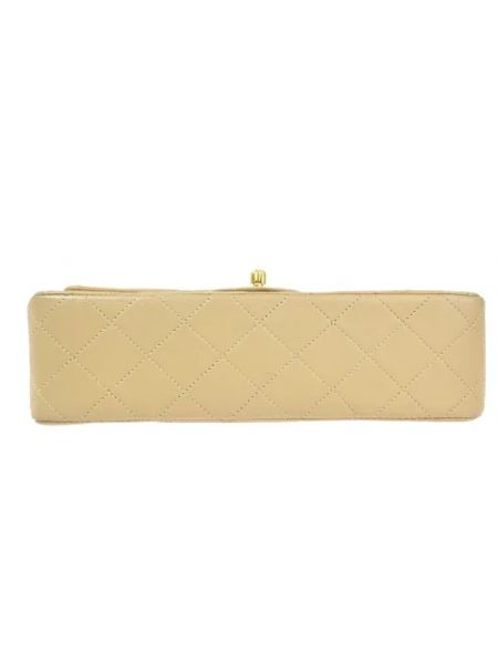Bolsa de hombro de cuero retro Chanel Vintage beige