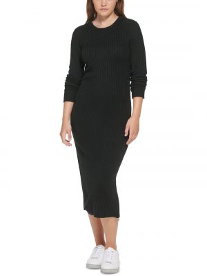 Джинсовое платье с длинным рукавом с круглым вырезом Calvin Klein черное
