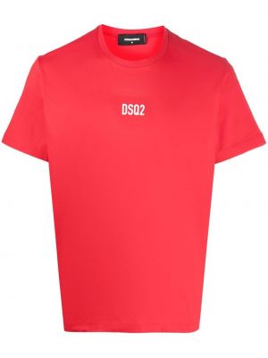 Памучна тениска Dsquared2 червено
