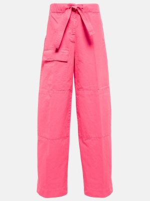 Bavlnené cargo nohavice s vysokým pásom Dries Van Noten ružová