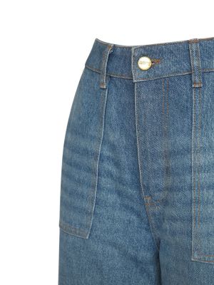 Bavlněné džíny s vysokým pasem Ganni modré