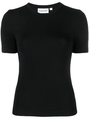 T-shirt con scollo tondo Calvin Klein nero