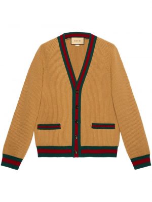 Cardigan en laine à rayures Gucci marron