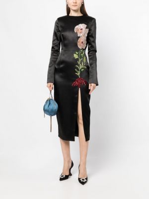 Haftowana sukienka midi w kwiatki Rachel Gilbert czarna
