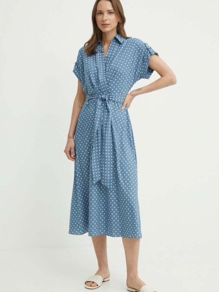 Pamučna mini haljina Lauren Ralph Lauren plava