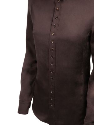 Camicia di raso di seta Saint Laurent marrone