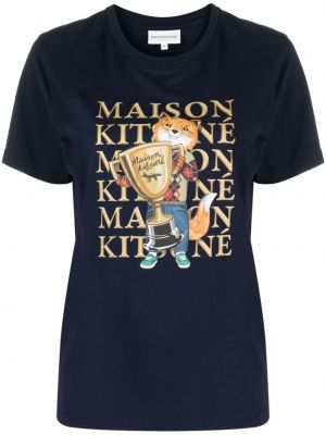 Koszulka bawełniana Maison Kitsune niebieska