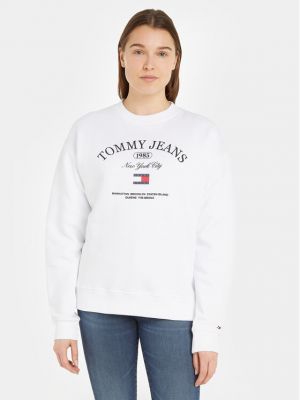 Laza szabású pulóver Tommy Jeans fehér