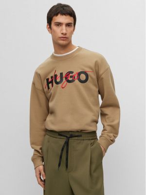 Majica dugih rukava sa dugačkim rukavima bootcut Hugo smeđa