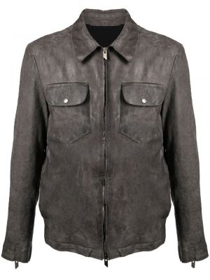 Kožna jakna s patentnim zatvaračem Salvatore Santoro siva
