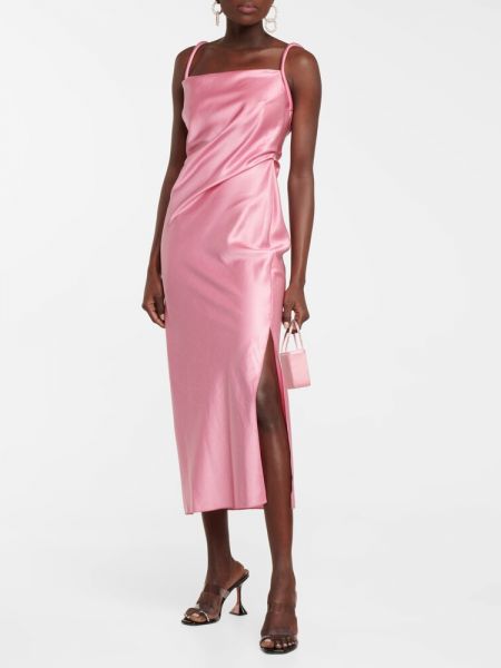 Saténové midi šaty Nanushka růžové
