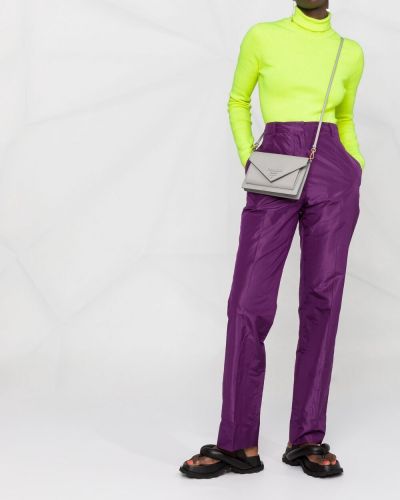Pantalones rectos de cintura alta Prada violeta