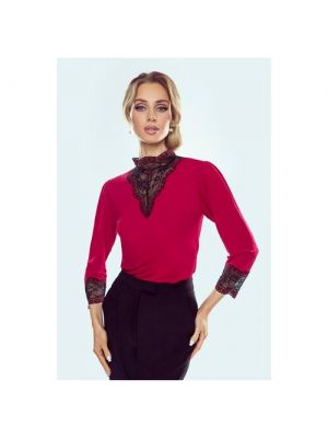 Блуза Eldar, повседневный стиль, укороченный рукав, трикотажная, флористический принт, M красный
