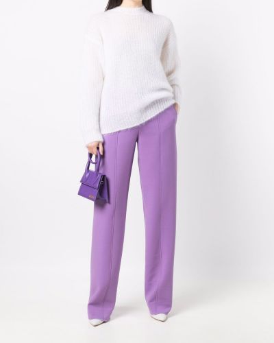 Pantalones rectos de cintura alta Salvatore Ferragamo violeta