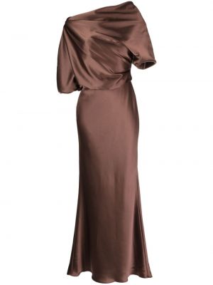 Drapované večerné šaty Amsale hnedá