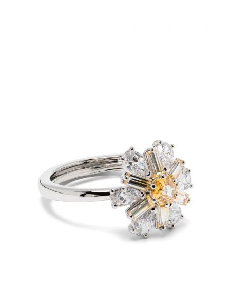 Stříbrný květinový prsten Swarovski
