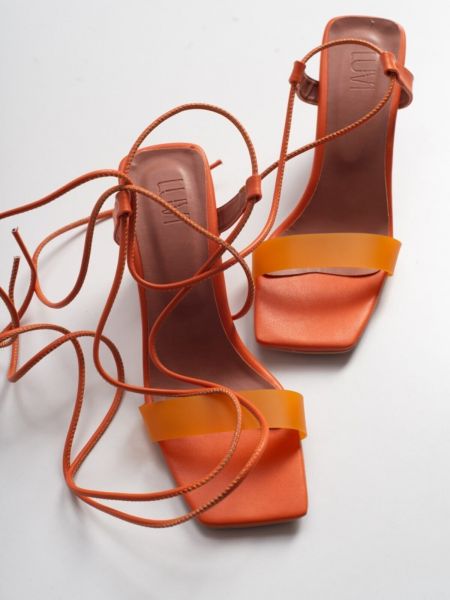 Sandále na podpätku skinny fit Luvishoes oranžová