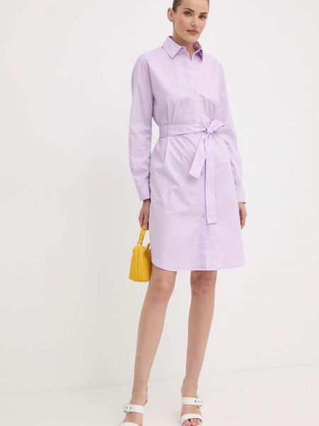 Sukienka mini bawełniana oversize Armani Exchange fioletowa