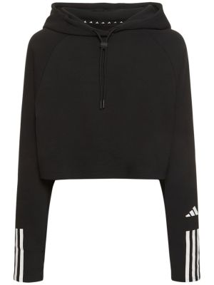 Памучен суичър с качулка Adidas Performance черно