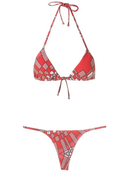 Bikini con estampado geométrico Amir Slama rojo