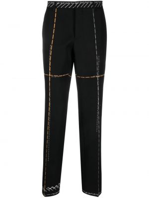 Vlněné rovné kalhoty Moschino černé