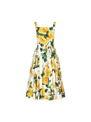Sukienka midi w kwiatki Dolce And Gabbana żółta
