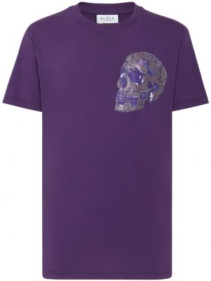Tricou din bumbac cu imagine Philipp Plein violet