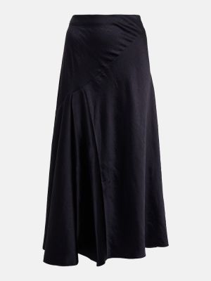 Drapovaný asymetrická saténová midi sukňa Vince čierna