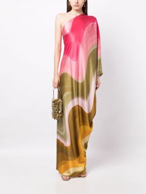 Dlouhé šaty s potiskem s abstraktním vzorem Silvia Tcherassi růžové