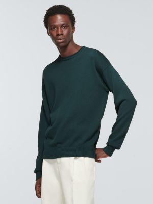 Копринен пуловер Loro Piana зелено