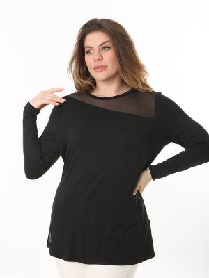 Блуза с дълъг ръкав от тюл şans черно