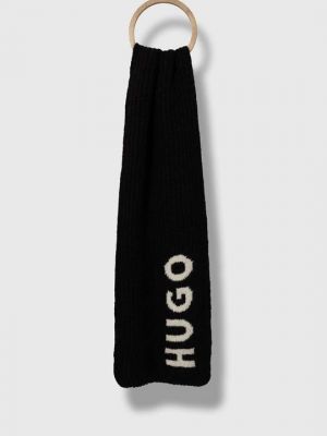 Шерстяной шарф Hugo черный