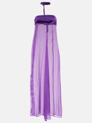 Rochie lunga de mătase din șifon Didu violet