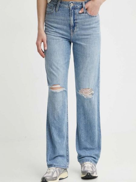 Proste jeansy z wysoką talią Hollister Co. niebieskie