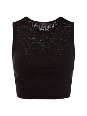 Žakardinis crop top Versace juoda