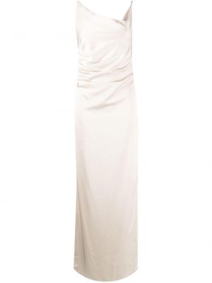Коктейлна рокля с драперии System бяло