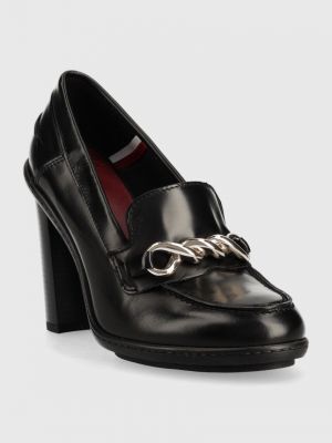 Кожаные туфли на каблуке на высоком каблуке Tommy Hilfiger черные