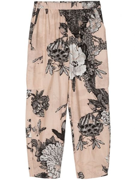 Pantaloni cu model floral cu imagine Biyan roz